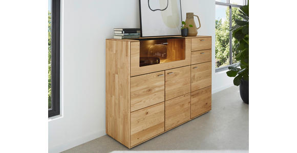 HIGHBOARD 134/100/41 cm  - Wildeiche, Natur, Glas/Holzwerkstoff (134/100/41cm) - Valnatura