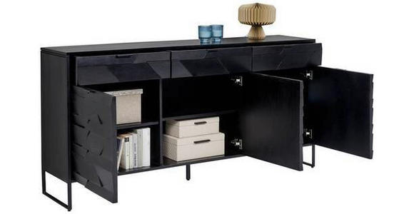 SIDEBOARD Schwarz  175/86/40 cm  - Schwarz, Trend, Holz/Metall (175/86/40cm) - Ambia Home