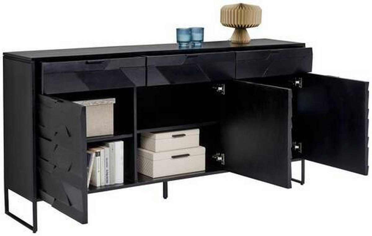 SIDEBOARD Schwarz  175/86/40 cm  - Schwarz, Trend, Holz/Metall (175/86/40cm) - Ambia Home