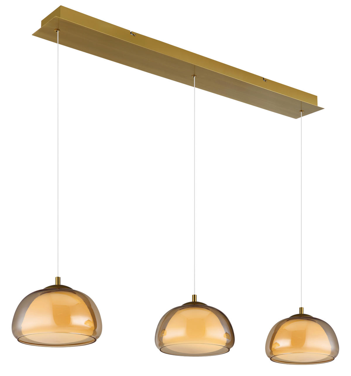 LED-HÄNGELEUCHTE 117/25/150 cm  - Transparent/Goldfarben, Design, Glas/Kunststoff (117/25/150cm) - Globo