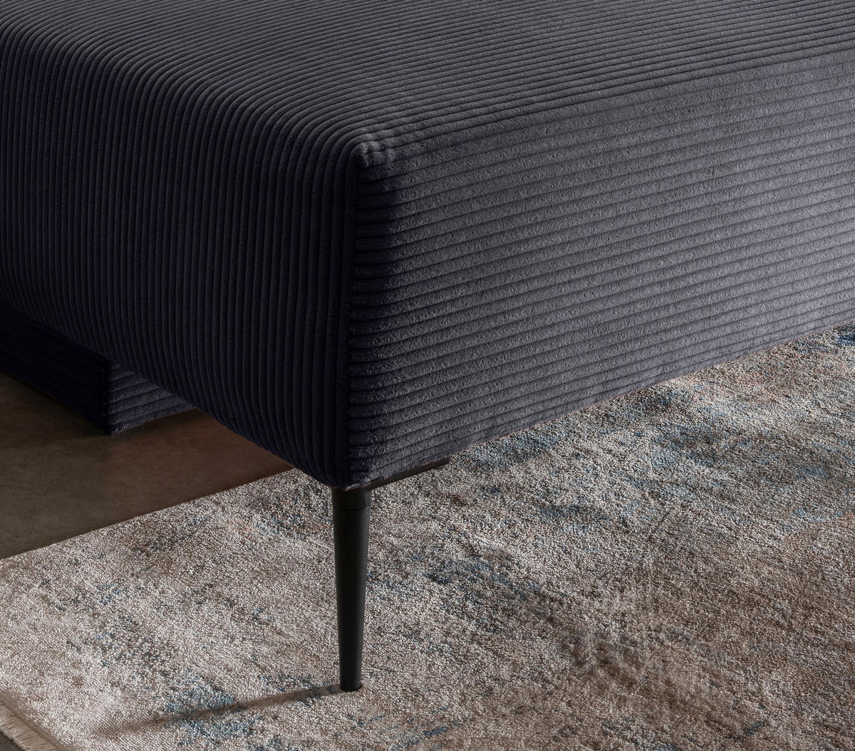 SCHLAFSOFA in Cord Grau  - Schwarz/Grau, Modern, Textil/Metall (198/90/100cm) - Livetastic