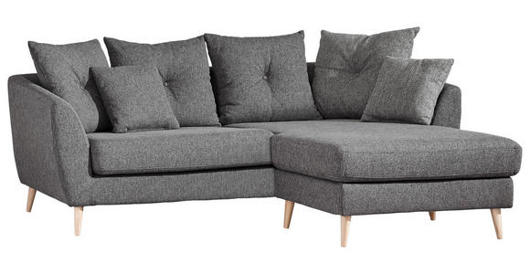 ECKSOFA Dunkelgrau Flachgewebe Zierkissen, Rückenkissen, Rücken echt  - Dunkelgrau/Buchefarben, KONVENTIONELL, Holz/Textil (210/156cm) - Carryhome