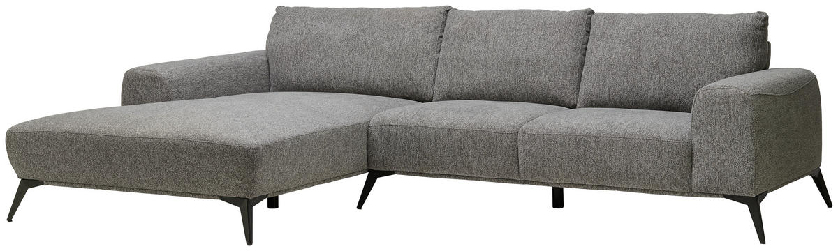 ECKSOFA Webstoff Grau  - Schwarz/Grau, Design, Textil/Metall (187/298cm) - Stylife