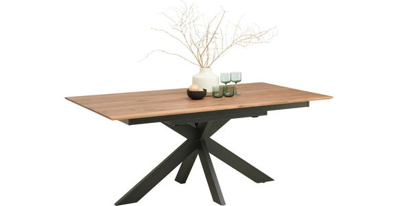 ESSTISCH in Holz, Metall 180-265/100/75 cm  - Nussbaumfarben/Schwarz, Natur, Holz/Metall (180-265/100/75cm) - Linea Natura