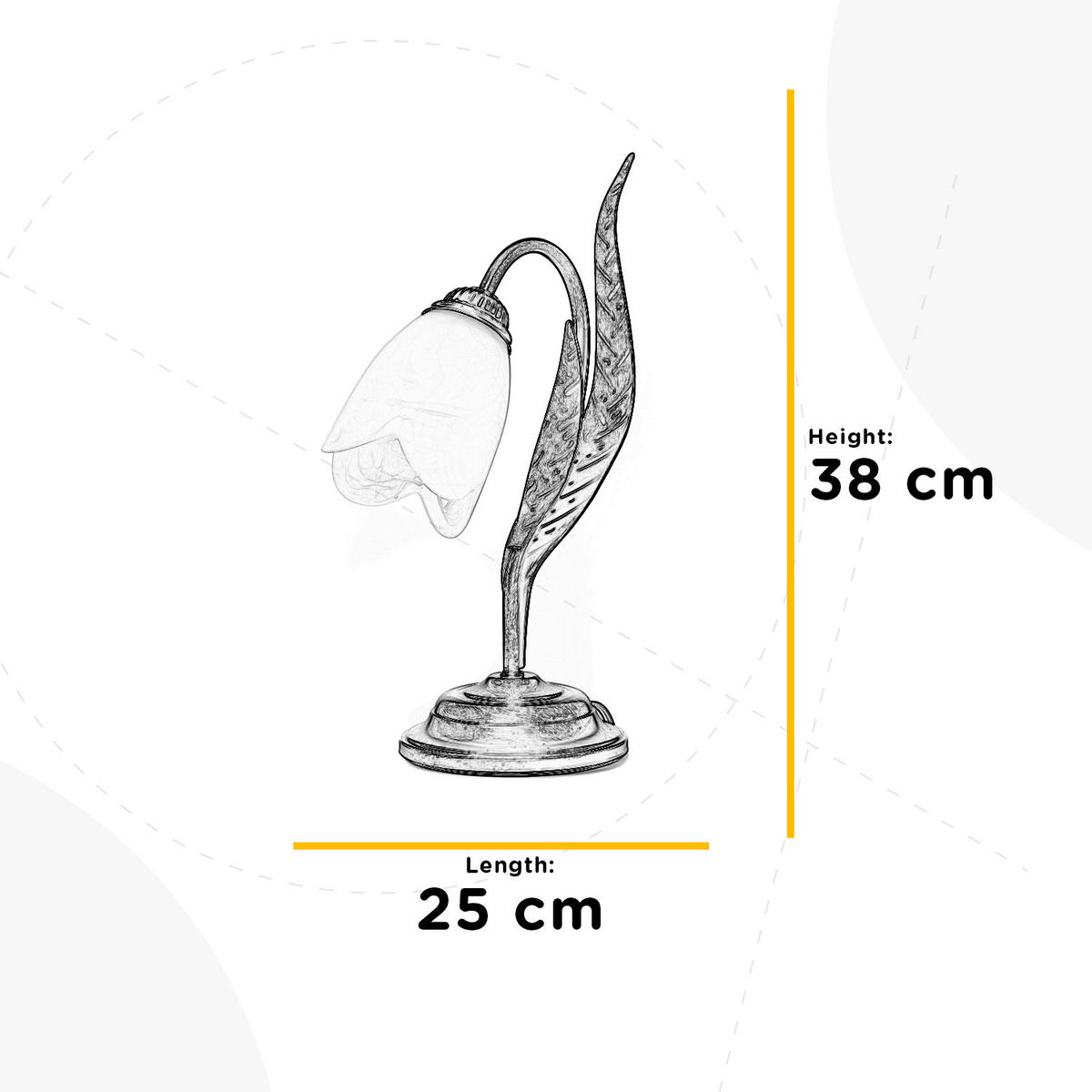 TISCHLEUCHTE 25/38 cm   - Bronzefarben, KONVENTIONELL, Glas/Metall (25/38cm)