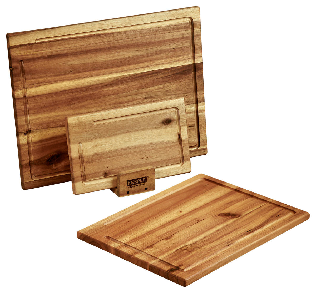 SCHNEIDEBRETT-SET Holz Akazie  - Braun, Basics, Holz (40/11,2/31,5cm) - Kesper