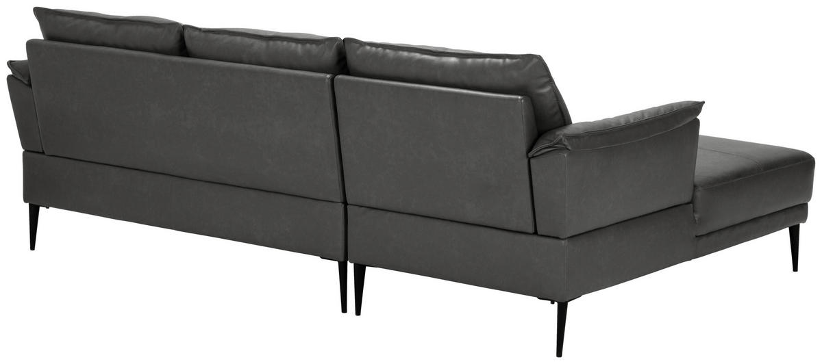ROHOVÁ SEDAČKA, kůže, šedá - šedá/černá, Design, kov/textil (153/233cm) - Livetastic