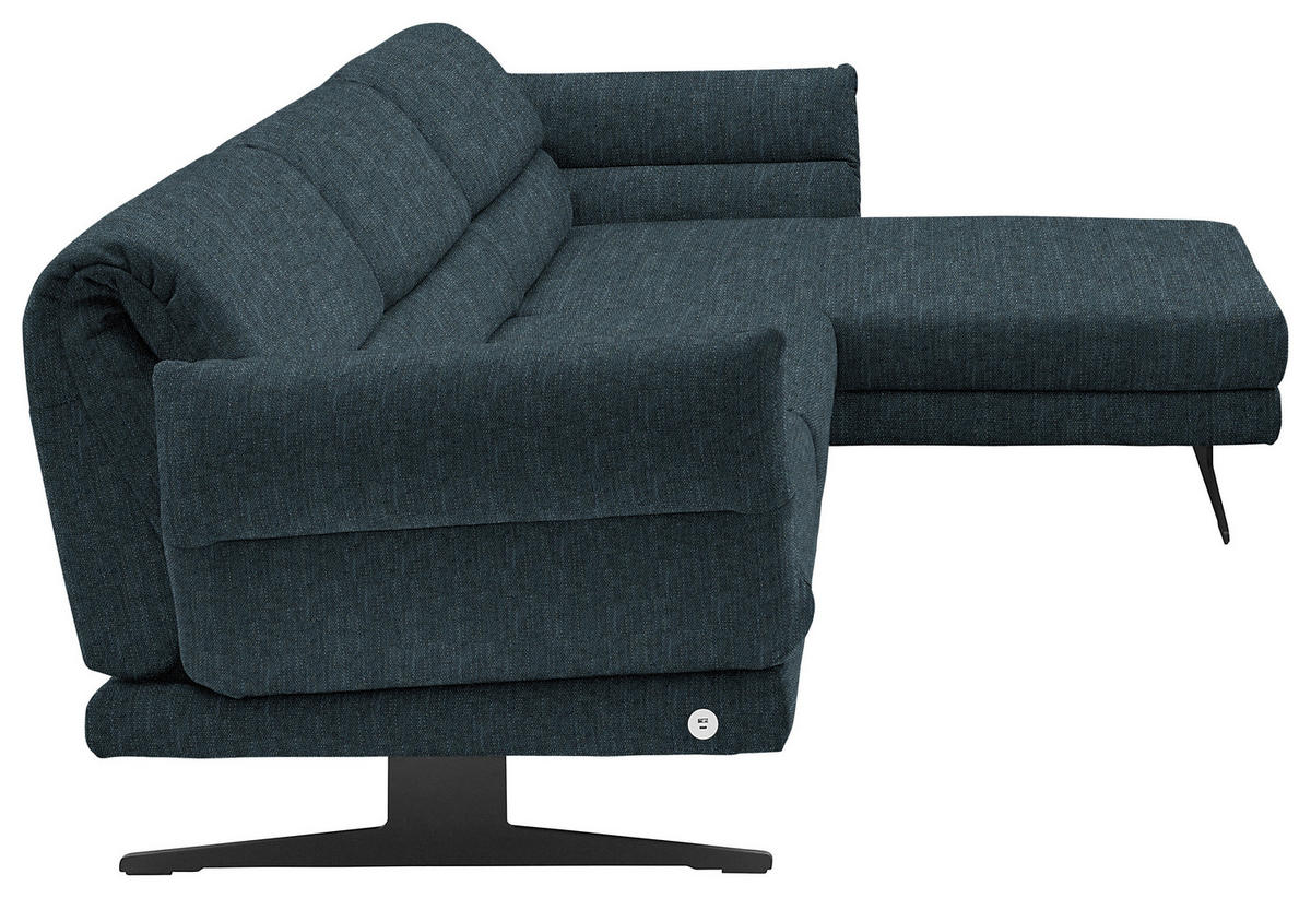 ECKSOFA in Flachgewebe Petrol  279-327/176-217 cm  - Petrol/Schwarz, Design, Textil/Metall (279-327/176-217cm) - Dieter Knoll