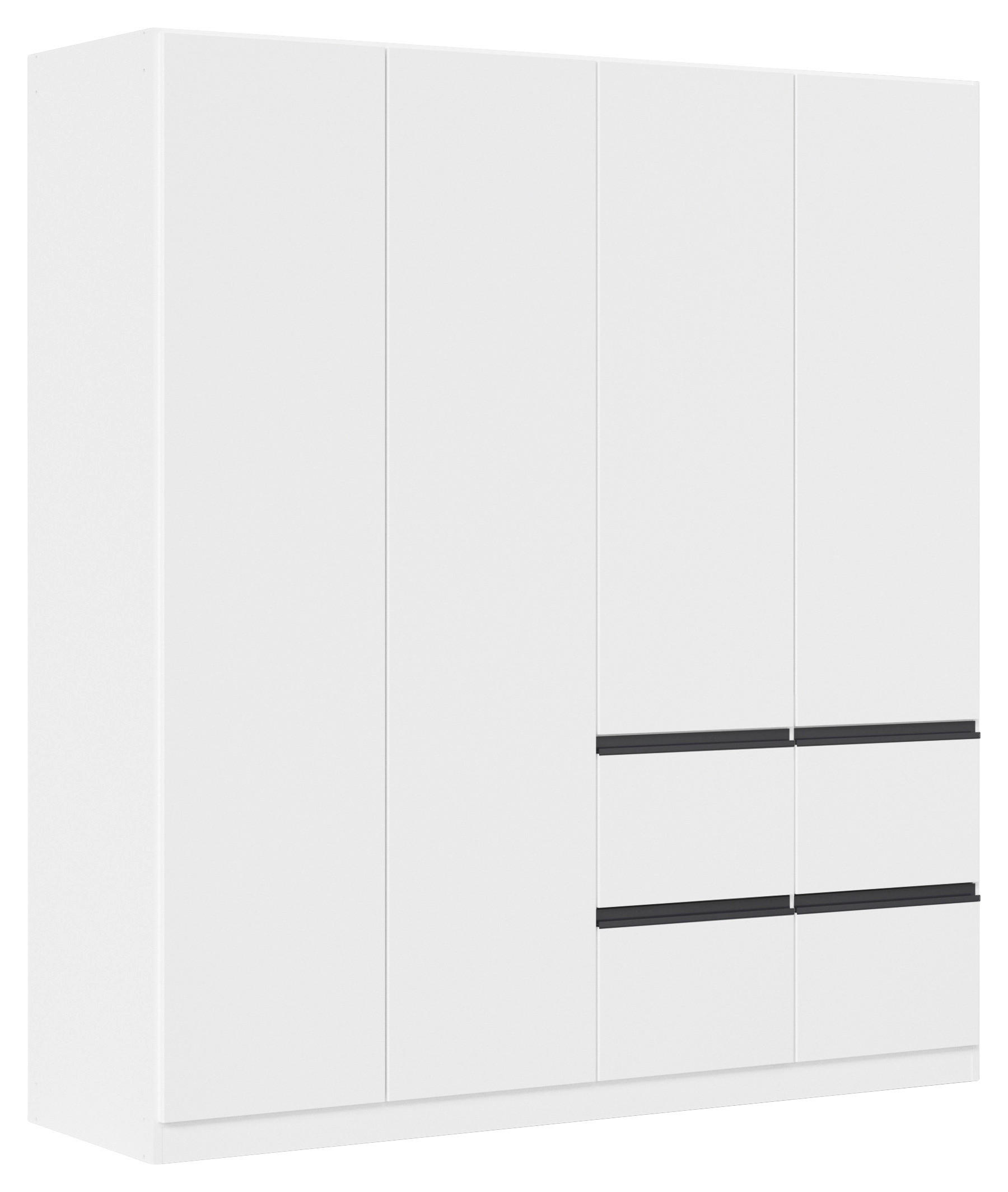 KLEIDERSCHRANK 4-türig Weiß, Dunkelgrau  - Dunkelgrau/Weiß, Trend, Holzwerkstoff/Kunststoff (181/197/54cm) - Xora