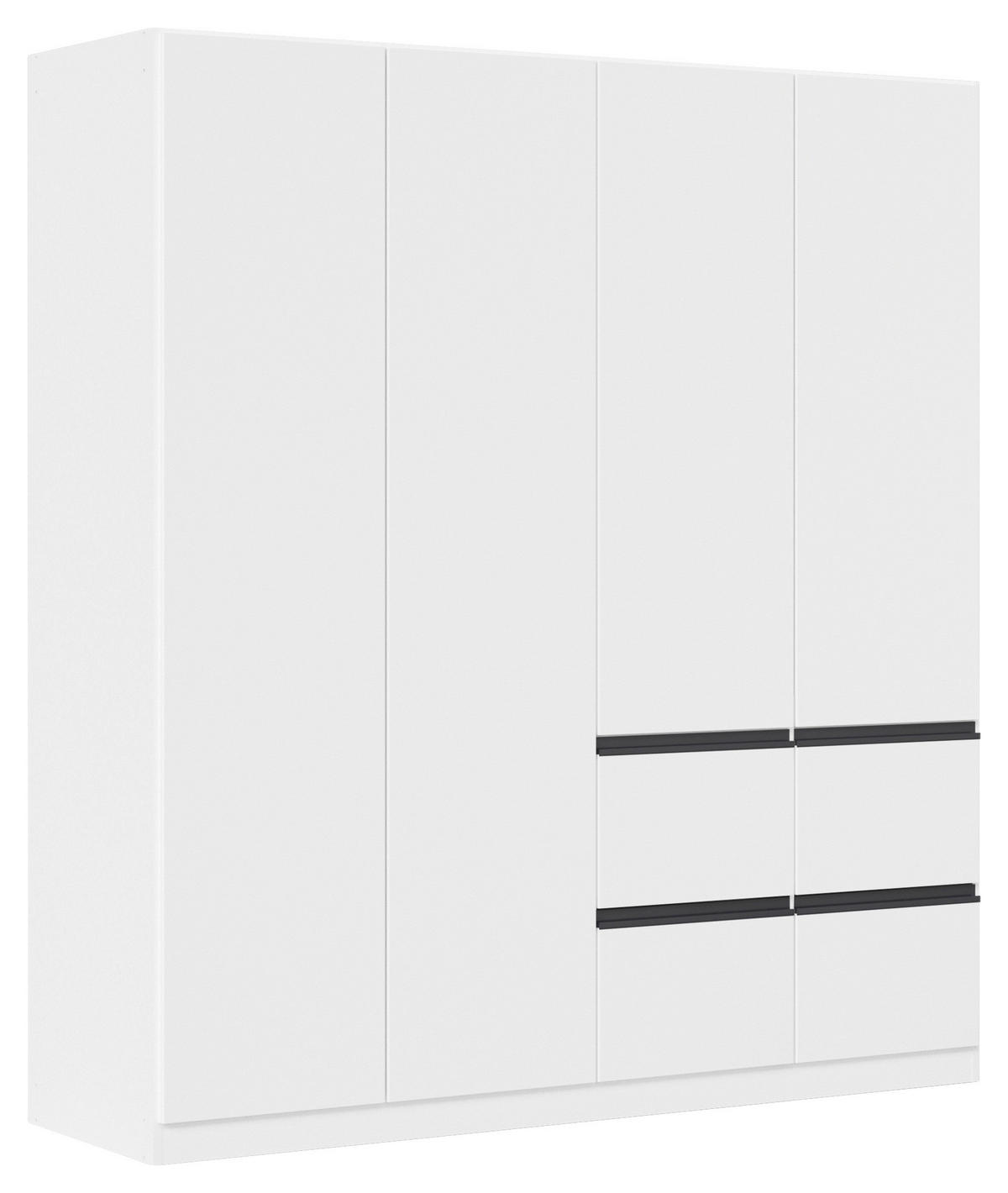 KLEIDERSCHRANK 4-türig Weiß, Dunkelgrau  - Dunkelgrau/Weiß, Trend, Holzwerkstoff/Kunststoff (181/197/54cm) - Xora