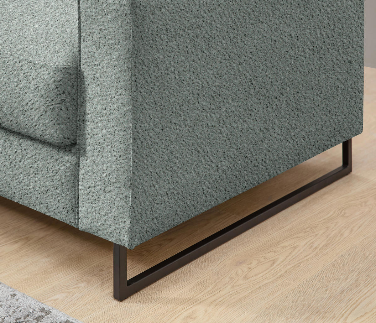 SCHLAFSOFA  in Flachgewebe Mintgrau  - Mintgrau/Schwarz, Design, Textil/Metall (174/90/95cm) - Bali