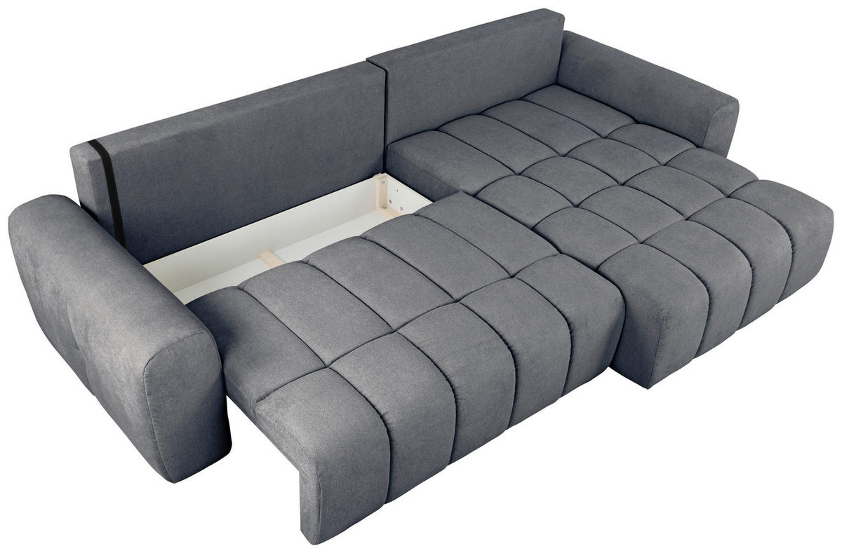 ECKSOFA in Velours Dunkelgrau  - Dunkelgrau/Schwarz, Konventionell, Kunststoff/Textil (298/168cm) - Carryhome