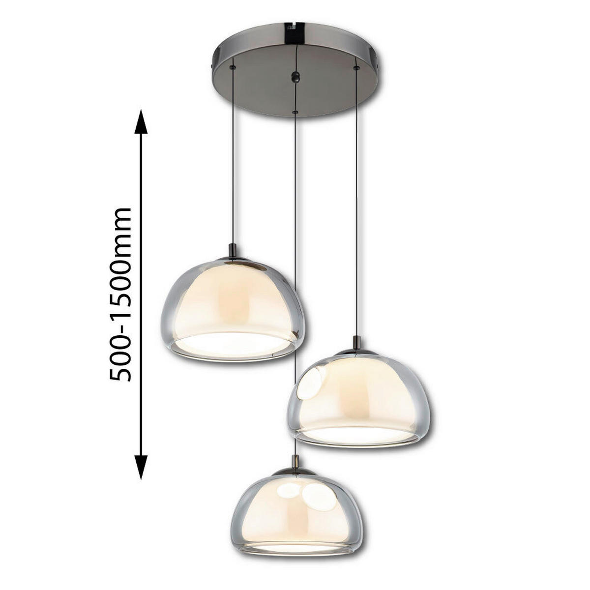 LED-HÄNGELEUCHTE 50/150 cm  - Transparent/Goldfarben, Design, Glas/Kunststoff (50/150cm) - Globo