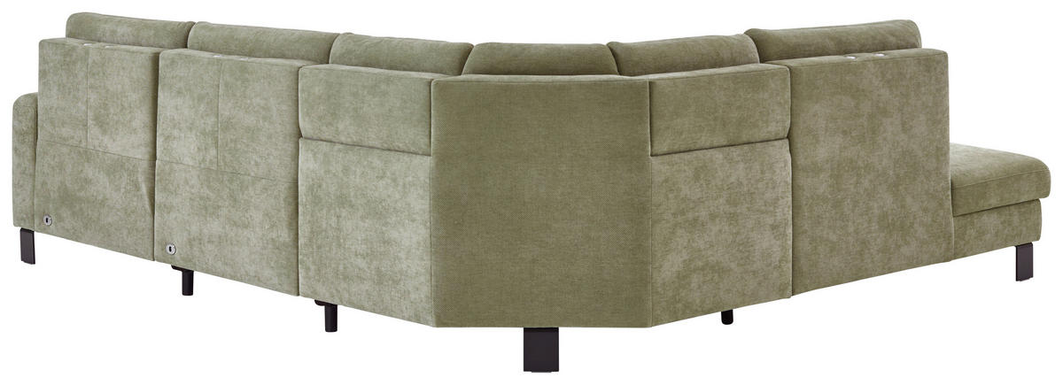 ECKSOFA Olivgrün Chenille  - Schwarz/Olivgrün, Design, Textil/Metall (248/285cm) - Beldomo Comfort