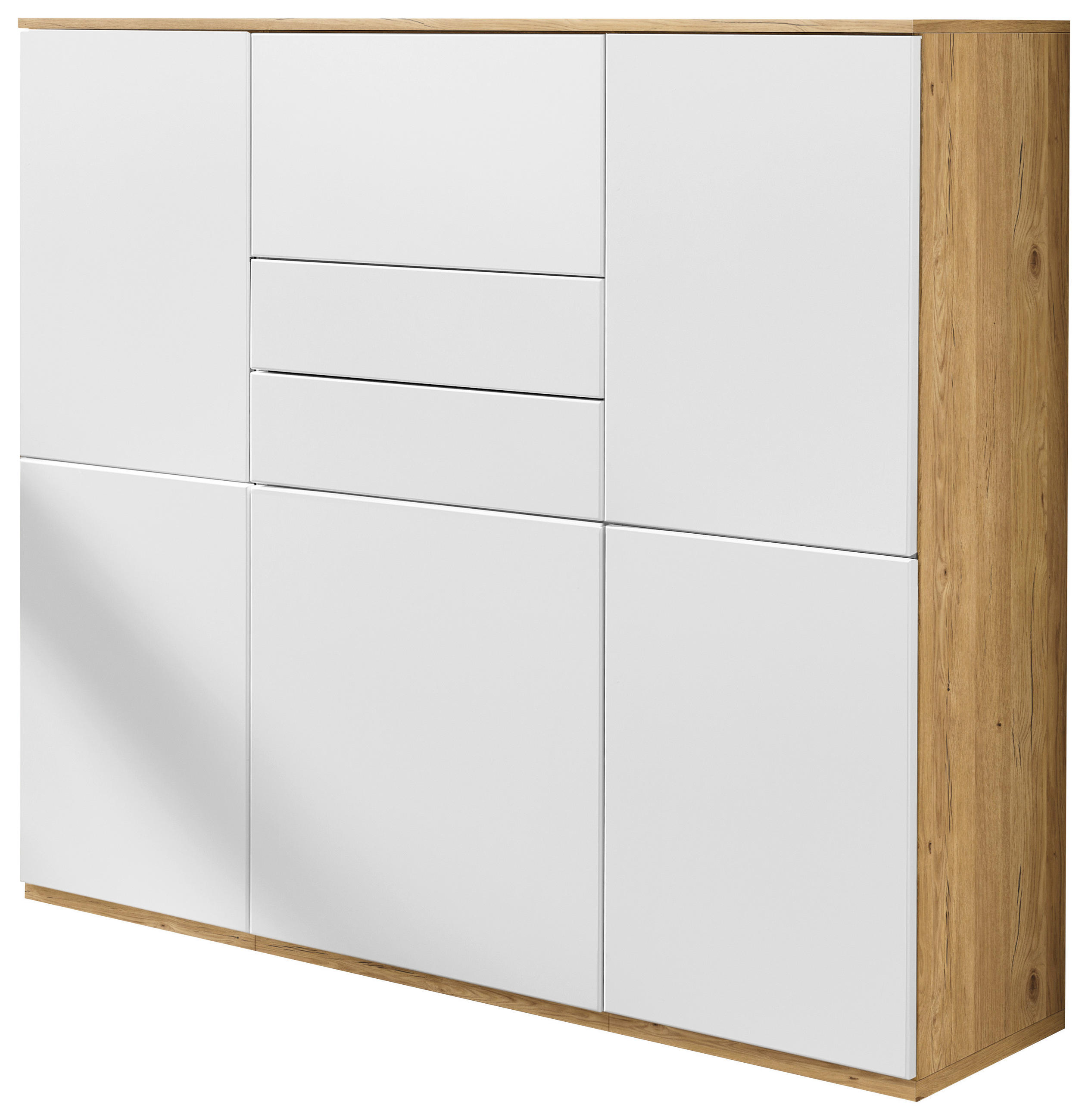 HIGHBOARD Weiß, Eichefarben  150/131/40 cm  - Eichefarben/Schwarz, KONVENTIONELL, Holzwerkstoff/Kunststoff (150/131/40cm) - Venda