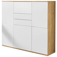 HIGHBOARD Weiß, Eichefarben  150/131/40 cm  - Eichefarben/Schwarz, KONVENTIONELL, Holzwerkstoff/Kunststoff (150/131/40cm) - Venda