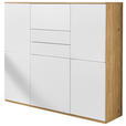 HIGHBOARD Weiß, Eichefarben  150/131/40 cm  - Eichefarben/Schwarz, KONVENTIONELL, Holzwerkstoff/Kunststoff (150/131/40cm) - Venda