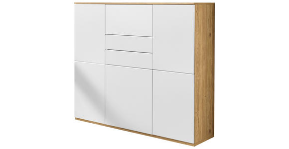 HIGHBOARD Weiß, Eichefarben  150/131/40 cm  - Eichefarben/Schwarz, KONVENTIONELL, Holzwerkstoff/Kunststoff (150/131/40cm) - Venda
