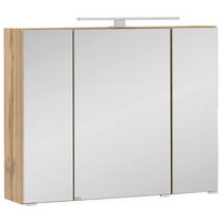 Dulap Cu Oglindă 80/64/20 cm  - culoare lemn stejar/culoare crom, Konventionell, sticlă/metal (80/64/20cm) - Held