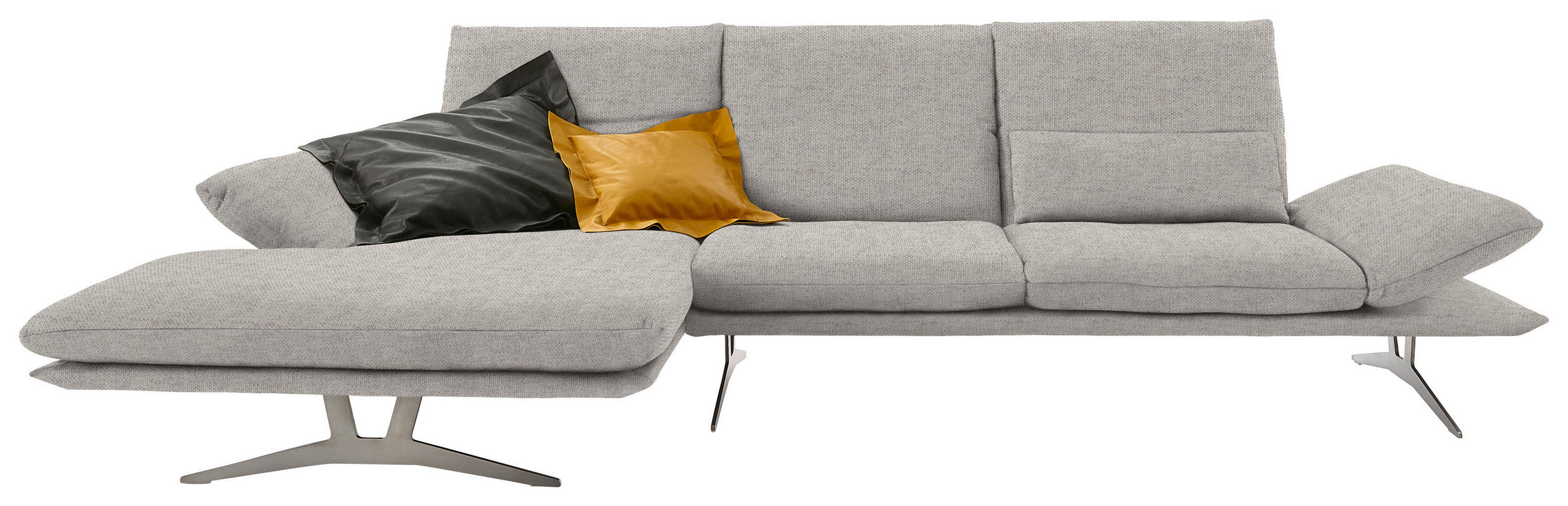 ECKSOFA Hellgrau Flachgewebe  - Hellgrau, Design, Textil/Metall (159/314cm) - Koinor