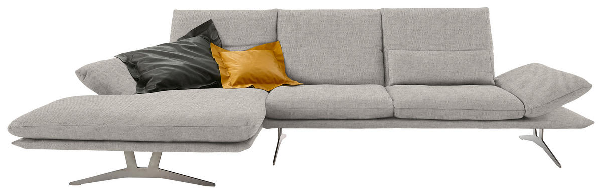 ECKSOFA Hellgrau Flachgewebe  - Hellgrau, Design, Textil/Metall (159/314cm) - Koinor
