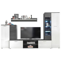 ANSAMBLU MOBILIER CAMERA DE Z in antracit, alb lucios intens  - argintiu/antracit, Konventionell, plastic/sticlă (312/190cm) - Xora