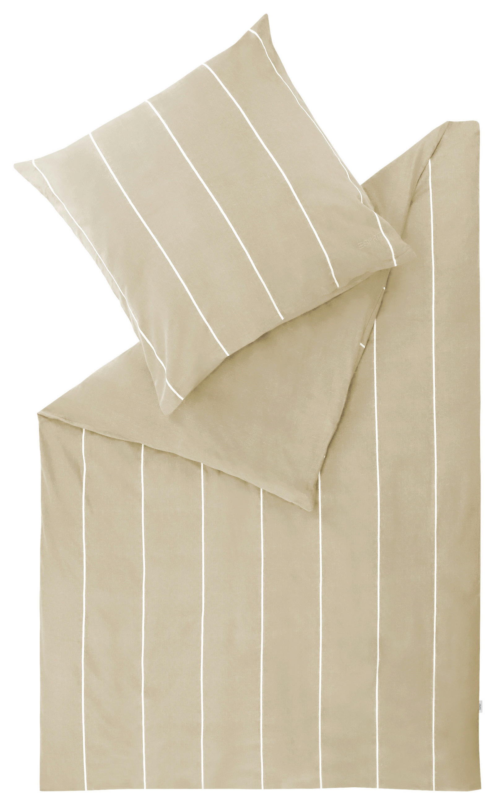 Esprit Wendebettwäsche E-HarpStripe-F Creme, Beige 135x200 cm