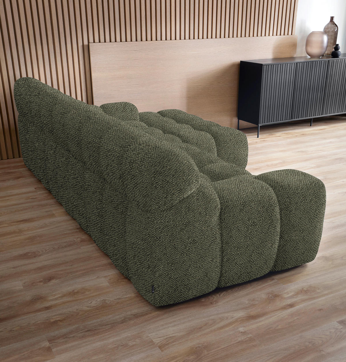 Ecksofa inkl. Funktion Olivgrün Webstoff  - Schwarz/Olivgrün, MODERN, Kunststoff/Textil (297/180cm) - Welnova