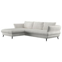 ECKSOFA in Velours Creme  - Creme/Schwarz, Design, Textil/Metall (181/281cm) - Livetastic