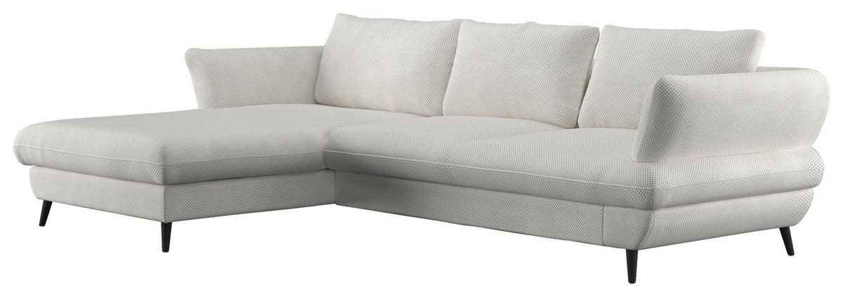 ECKSOFA in Velours Creme  - Creme/Schwarz, Design, Textil/Metall (181/281cm) - Livetastic