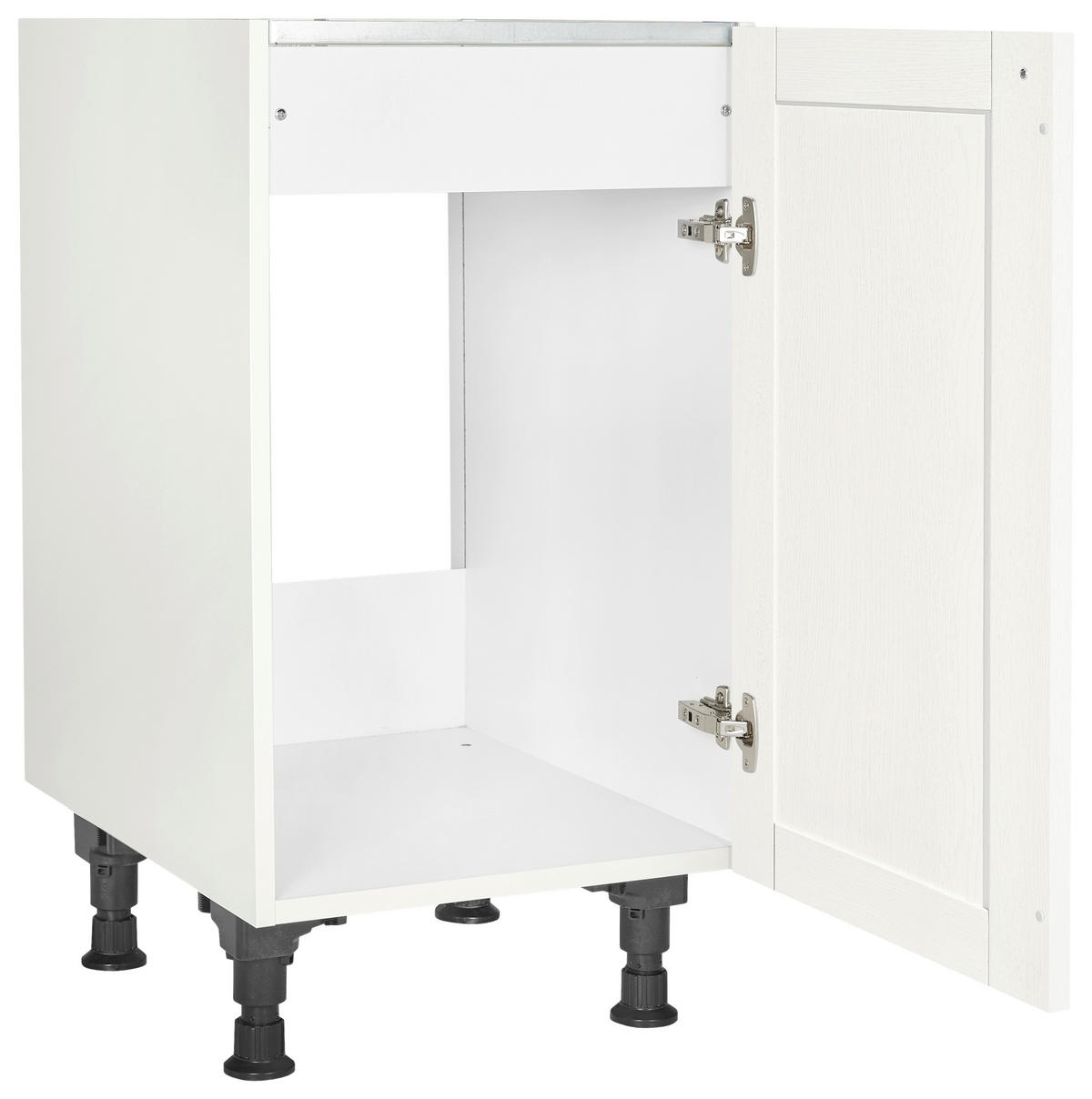 SPÜLENUNTERSCHRANK 45/87/56 cm  in Weiß  - Edelstahlfarben/Weiß, MODERN, Holzwerkstoff/Metall (45/87/56cm) - Nobilia
