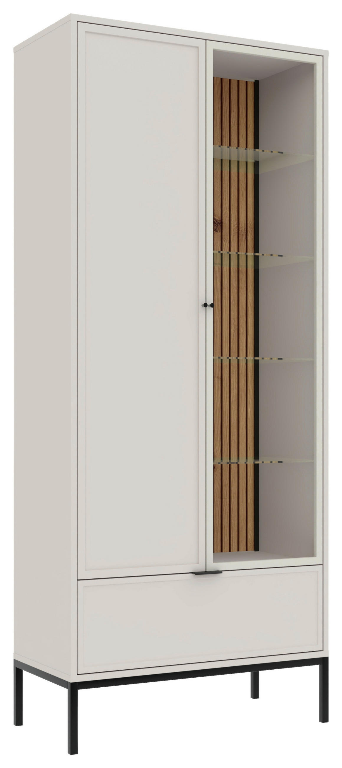 VITRINE  in Schwarz, Kaschmir  - Kaschmir/Schwarz, Design, Glas/Holzwerkstoff (76/115,5/40cm) - MID.YOU