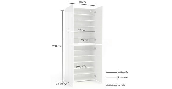 SCHUHSCHRANK 80/200/34 cm  - Anthrazit/Schwarz, Design, Holzwerkstoff/Kunststoff (80/200/34cm) - Xora