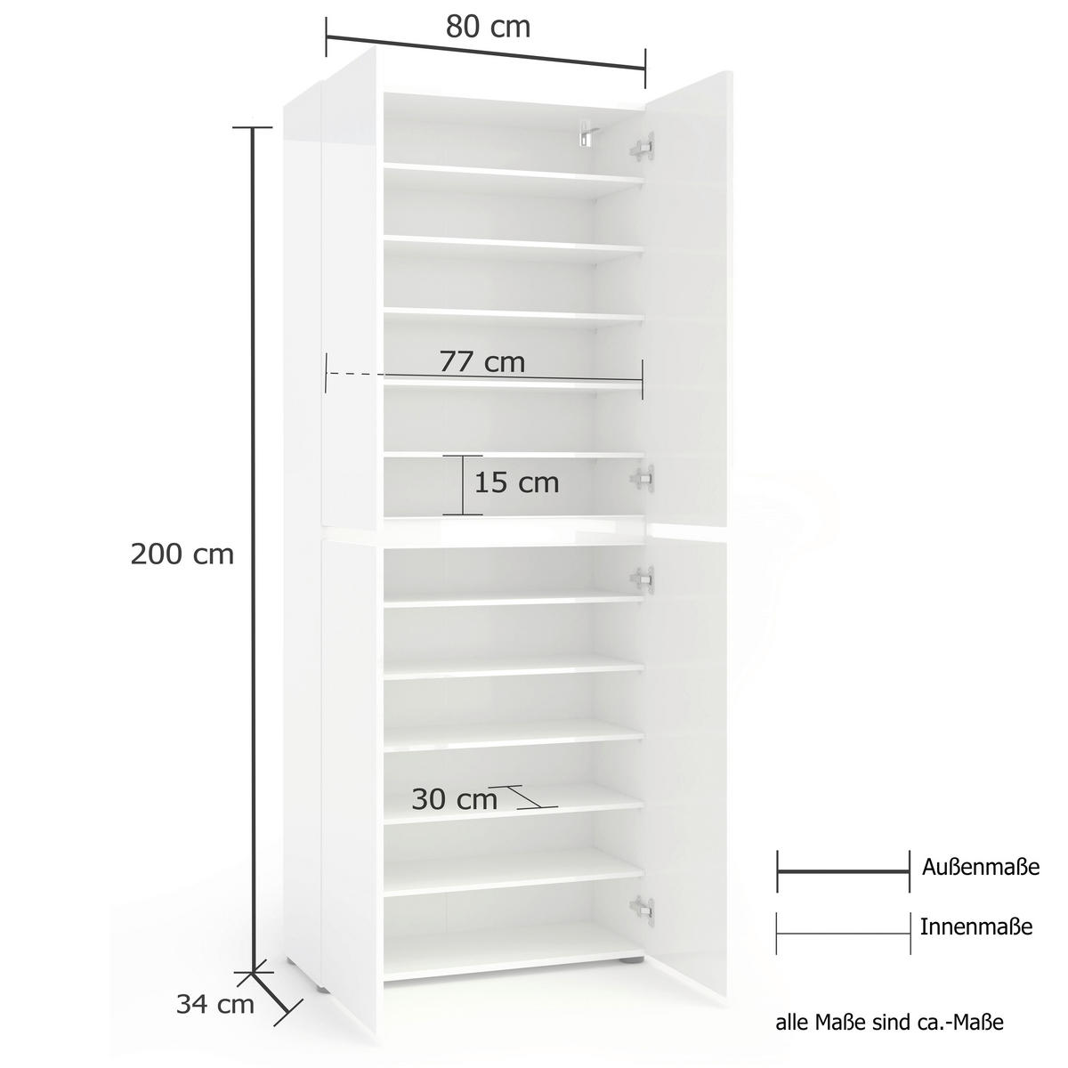 SCHUHSCHRANK Anthrazit  - Anthrazit/Schwarz, Design, Holzwerkstoff/Kunststoff (80/200/34cm) - Xora