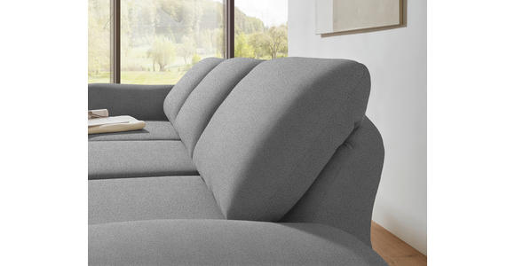 ECKSOFA  in Flachgewebe Hellgrau Armteilverstellung, Relaxfunktion, Drehsitzfunktion  175-224/255-365 cm  - Hellgrau/Schwarz, Design, Textil/Metall (175-224/255-365cm) - Dieter Knoll