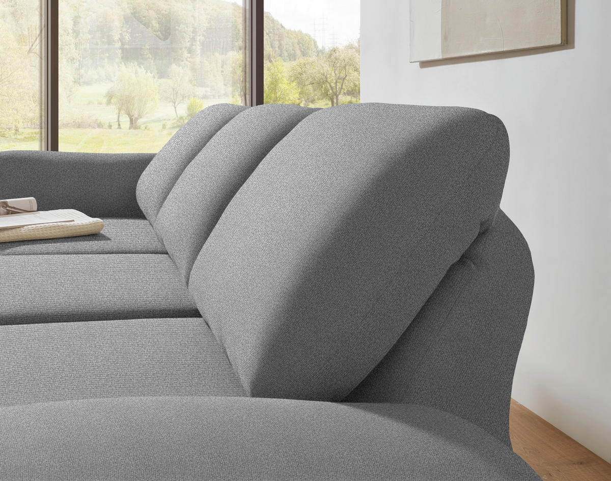 ECKSOFA  in Flachgewebe Hellgrau  175-224/255-365 cm  - Hellgrau/Schwarz, Design, Textil/Metall (175-224/255-365cm) - Dieter Knoll