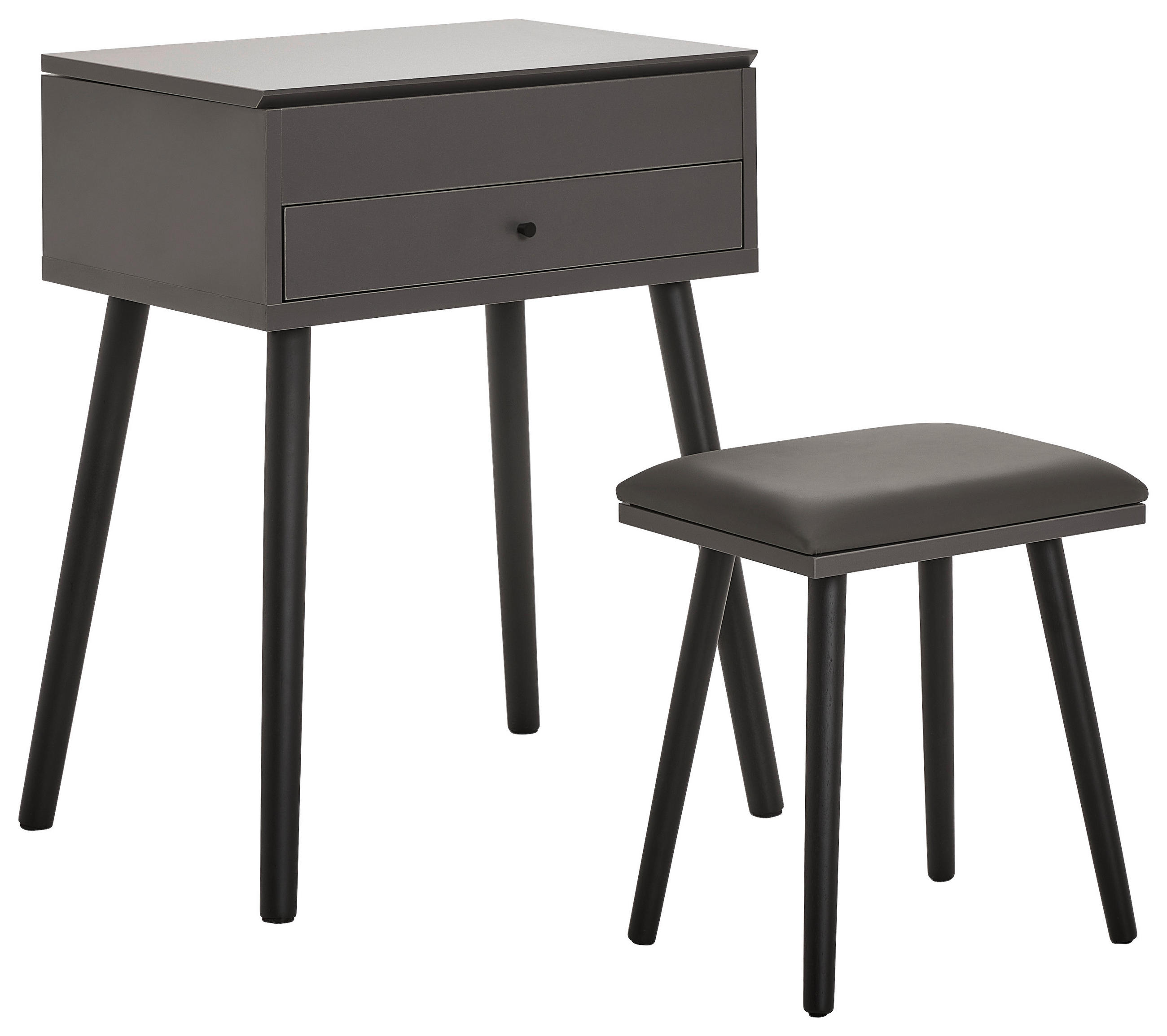 SCHMINKTISCH Kiefer massiv Grau, Schwarz, Weiß  - Schwarz/Weiß, LIFESTYLE, Glas/Holz (60/82/42cm) - MID.YOU