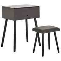 SCHMINKTISCH Kiefer massiv Grau, Schwarz, Weiß  - Schwarz/Weiß, LIFESTYLE, Glas/Holz (60/82/42cm) - MID.YOU