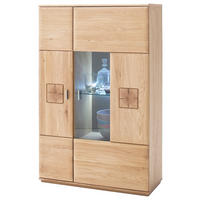 HIGHBOARD  in 90/141/38 cm  - Eichefarben/Nickelfarben, Design, Glas/Holz (90/141/38cm) - Livetastic