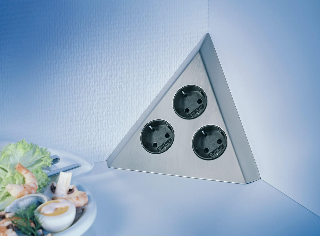 Ecksteckdose Küche Edelstahl 3-Fach