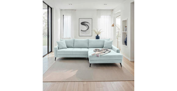 ECKSOFA  in Cord Blaugrau  280/173 cm  - Blaugrau/Schwarz, KONVENTIONELL, Textil/Metall (280/173cm) - Hom`in