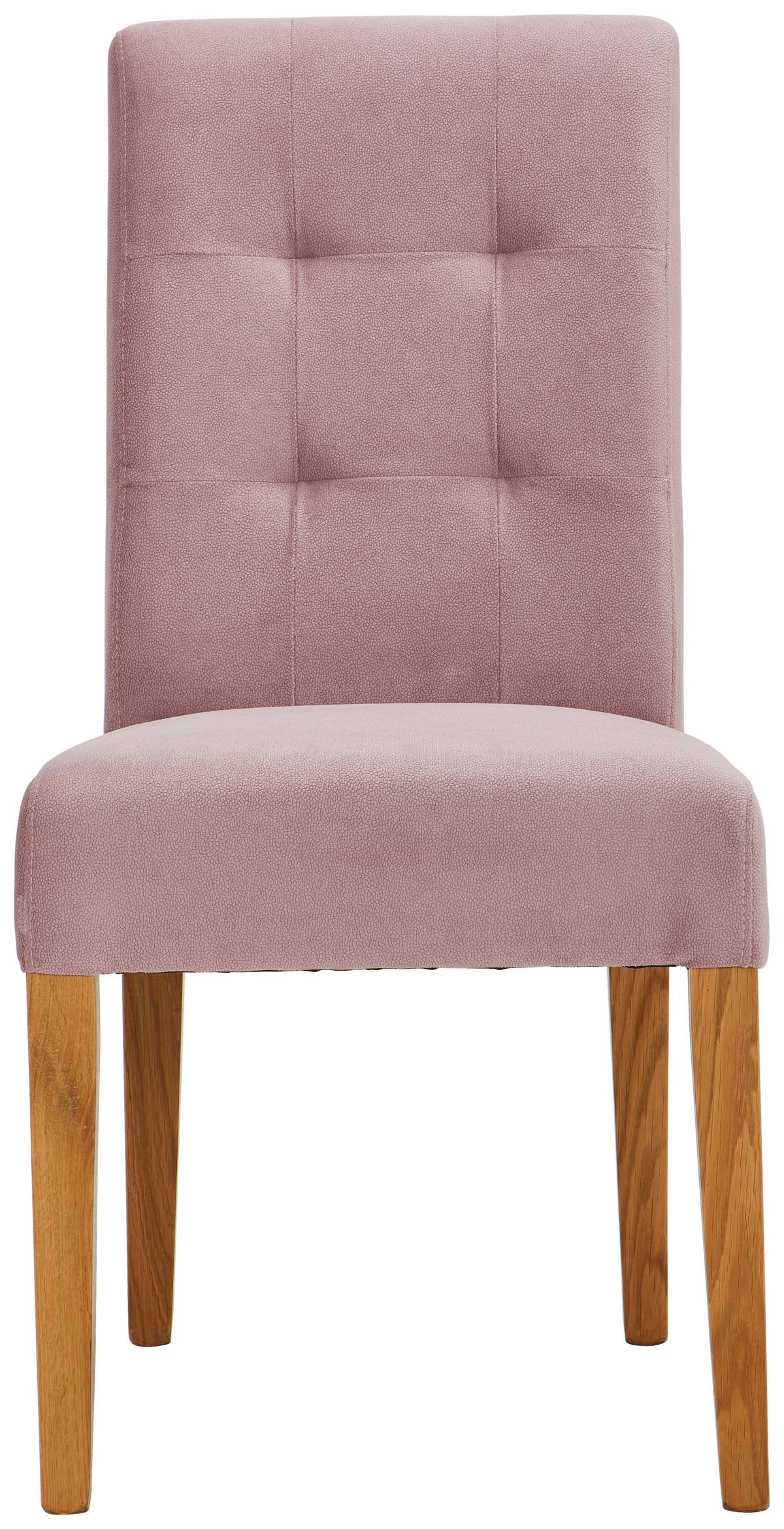 STUHL Samt Rosa, Eichefarben Eiche massiv  - Eichefarben/Rosa, LIFESTYLE, Holz/Textil (42/95/57cm) - Carryhome