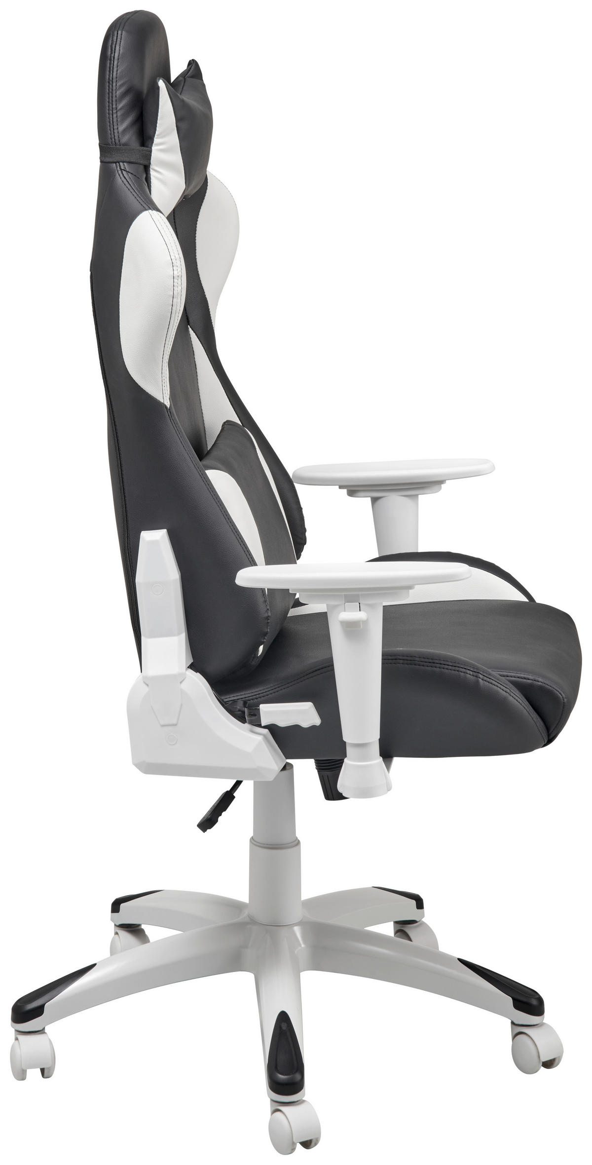 GAMINGSTUHL  in Lederlook Schwarz, Weiss  - Weiss/Schwarz, Modern, Kunststoff/Textil (66/126-134/59cm) - Livetastic
