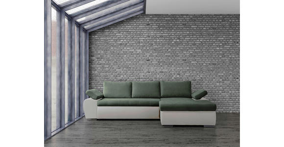 ECKSOFA  in Flachgewebe Weiß, Olivgrün  271/175 cm  - Weiß/Olivgrün, Design, Kunststoff/Textil (271/175cm) - Xora