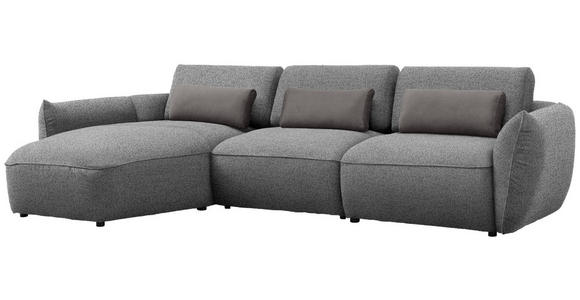 ECKSOFA  in Chenille Dunkelgrau  190/340 cm  - Dunkelgrau/Schwarz, Design, Kunststoff/Textil (190/340cm) - Belluti