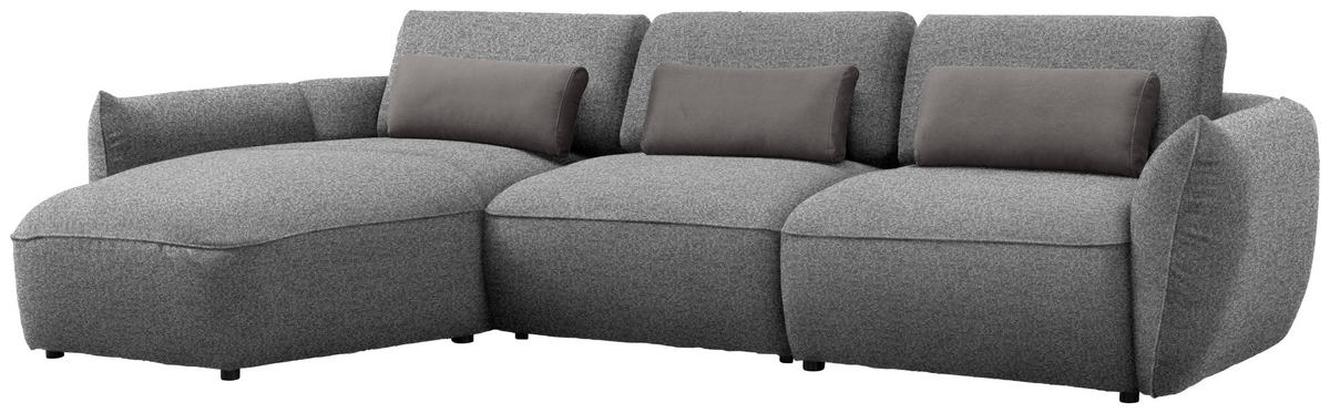 ECKSOFA  in Chenille Dunkelgrau  190/340 cm  - Dunkelgrau/Schwarz, Design, Kunststoff/Textil (190/340cm) - Belluti