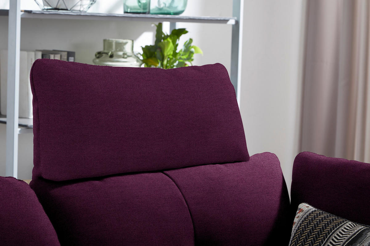 ECKSOFA in Flachgewebe Violett  - Violett/Schwarz, Design, Textil/Metall (157/344cm) - Chilliano