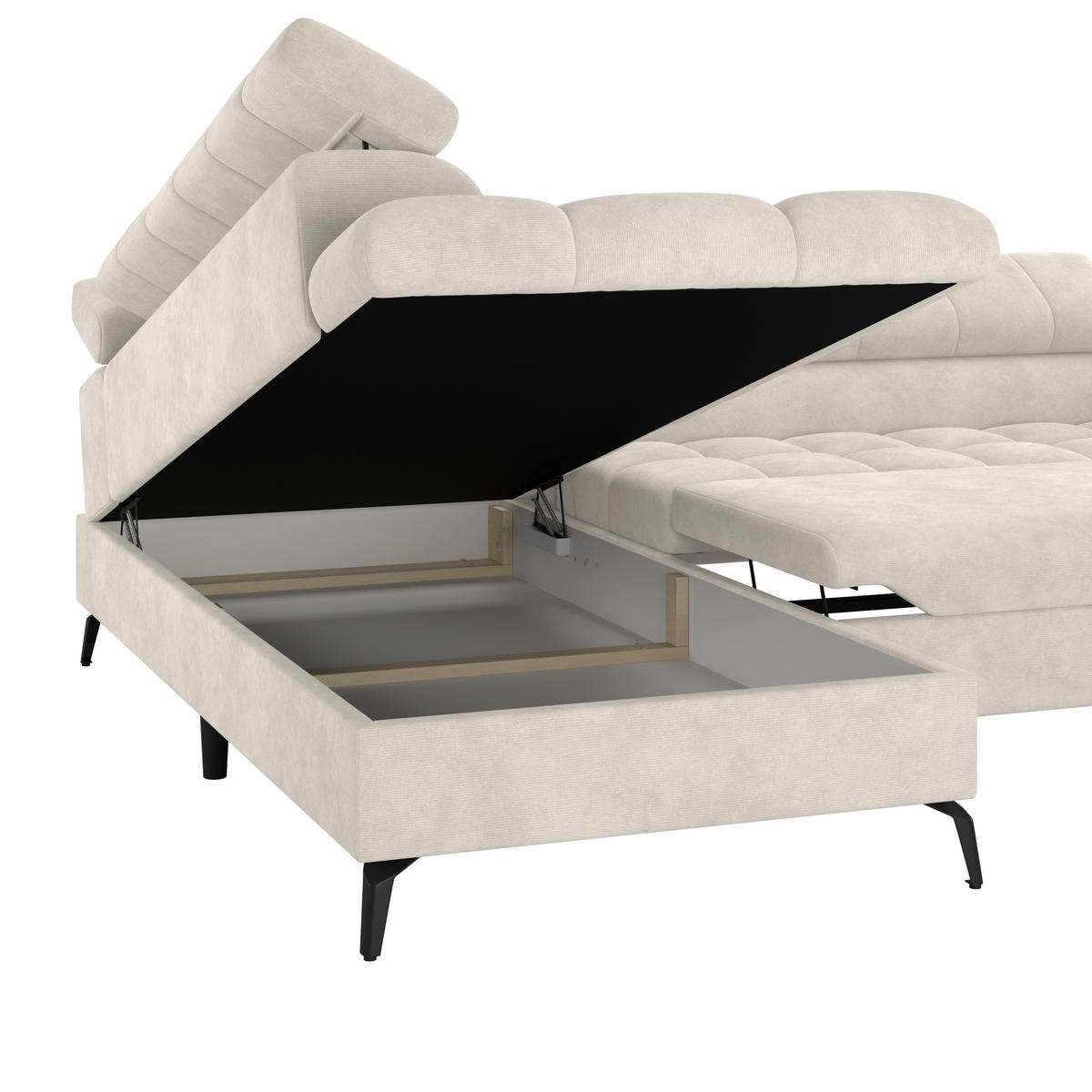 ECKSOFA in Creme  - Creme/Schwarz, Trend, Kunststoff/Textil (203/261cm) - Livetastic