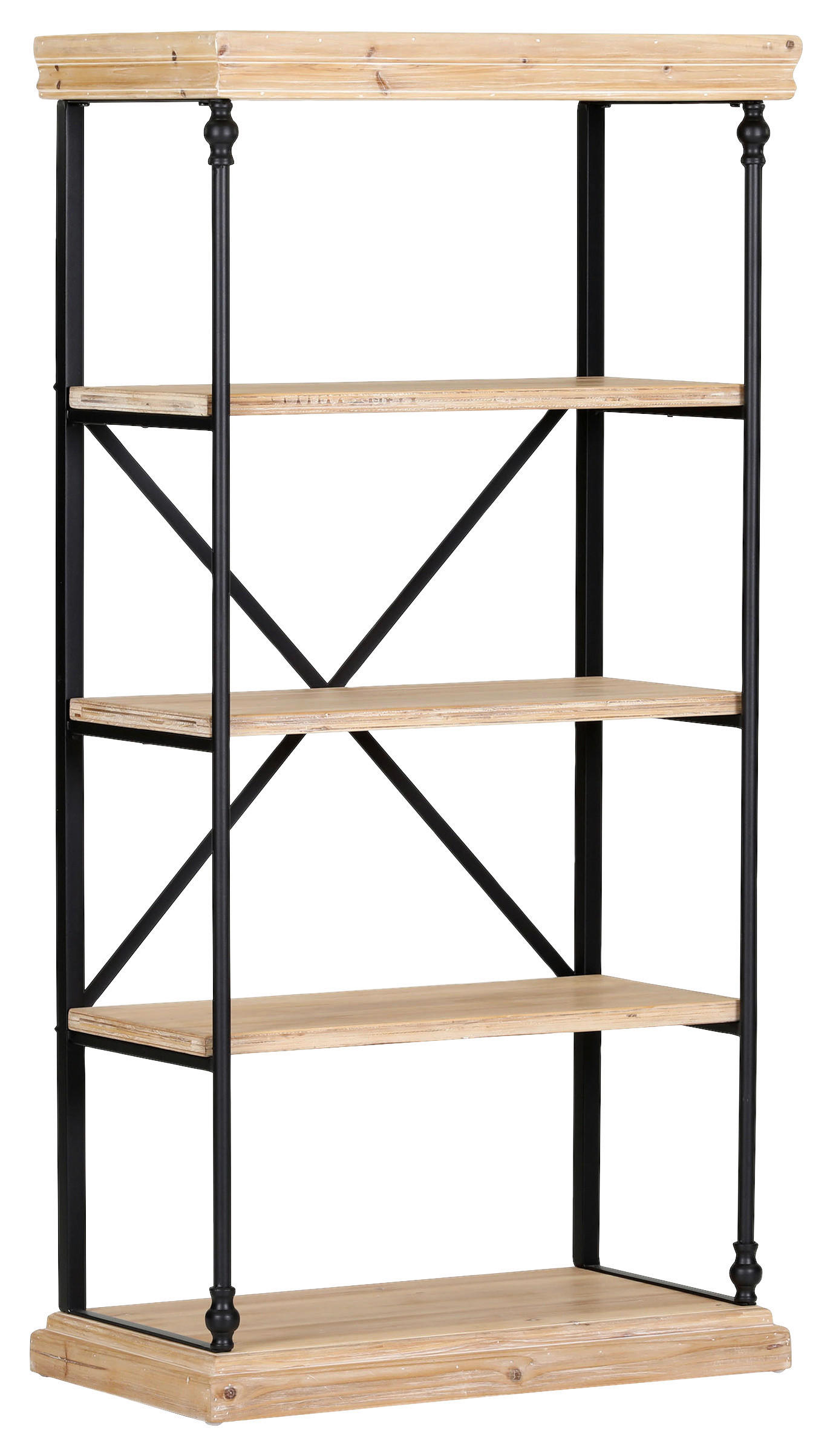 REGAL  76/152/43 cm Schwarz, Tannenholzfarben  - Tannenholzfarben/Schwarz, Design, Holz/Metall (76/152/43cm) - Landscape