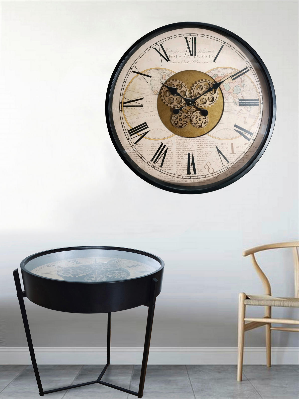 Couchtisch rund Glas / Metall Metall, Glas  - Schwarz, Modern, Glas/Metall (49,5/57cm) - Globo